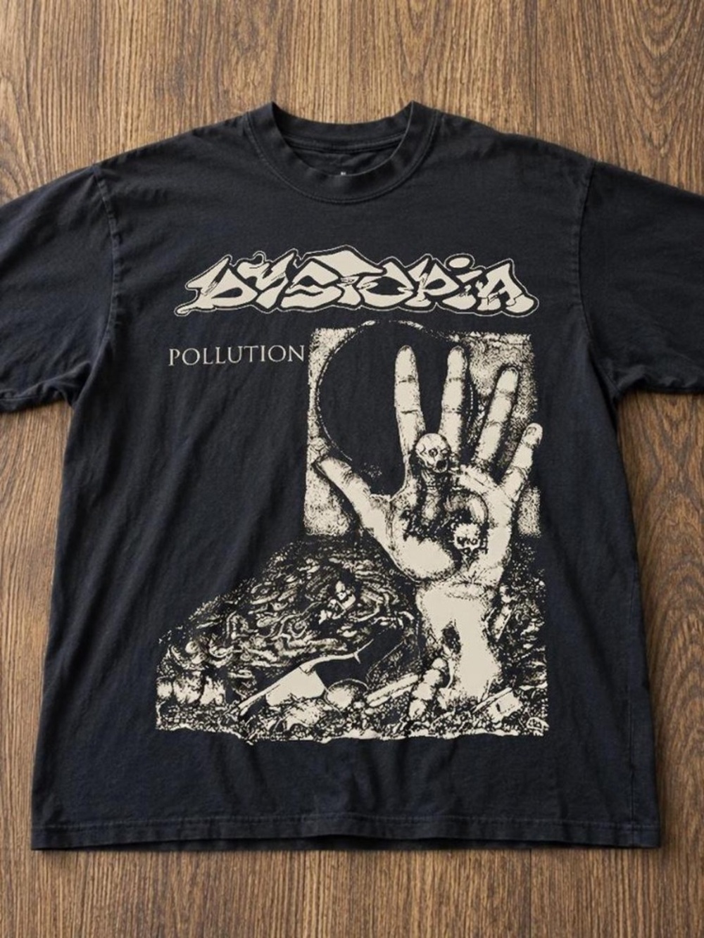 Gildan Black Short Sleeve 'Pollution' Graphic Tee